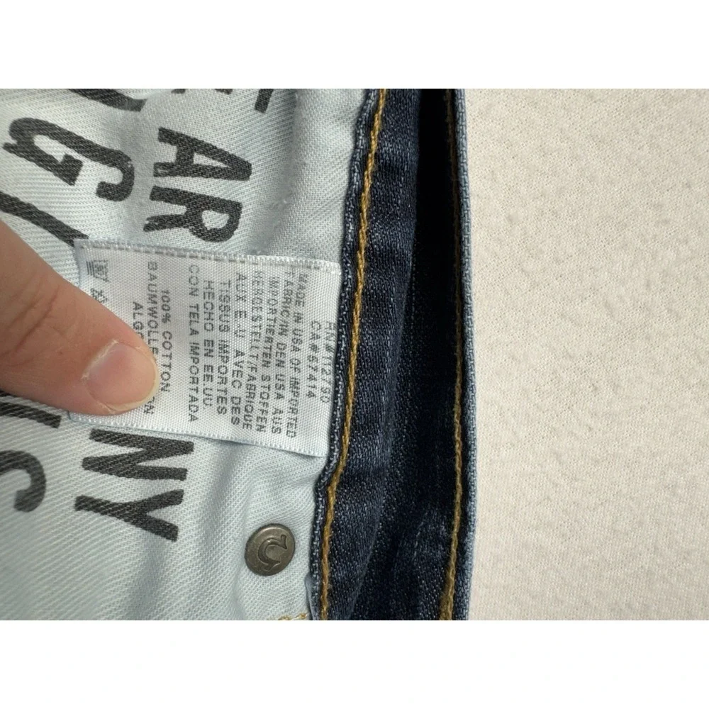 True Religion Ricky Relaxed Straight Jeans Mens 40*34 distressed whisker flap
